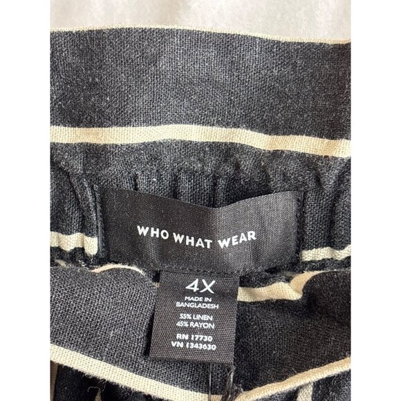 Who What Wear Womens 4X Chalk Stripe Linen Blend Paperbag Shorts Black White New - Picture 5 of 6